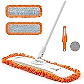 Dust Mop for Hardwood Floors with 57'' Extendable Handle and Two Types of Mop Pads, Microfiber Dry & Wet Mop for Cleaning Hardwood, Marble, Tile Floors in Home and Kitchen